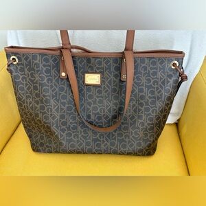 Calvin Klein Brown Monogram Tote Bag